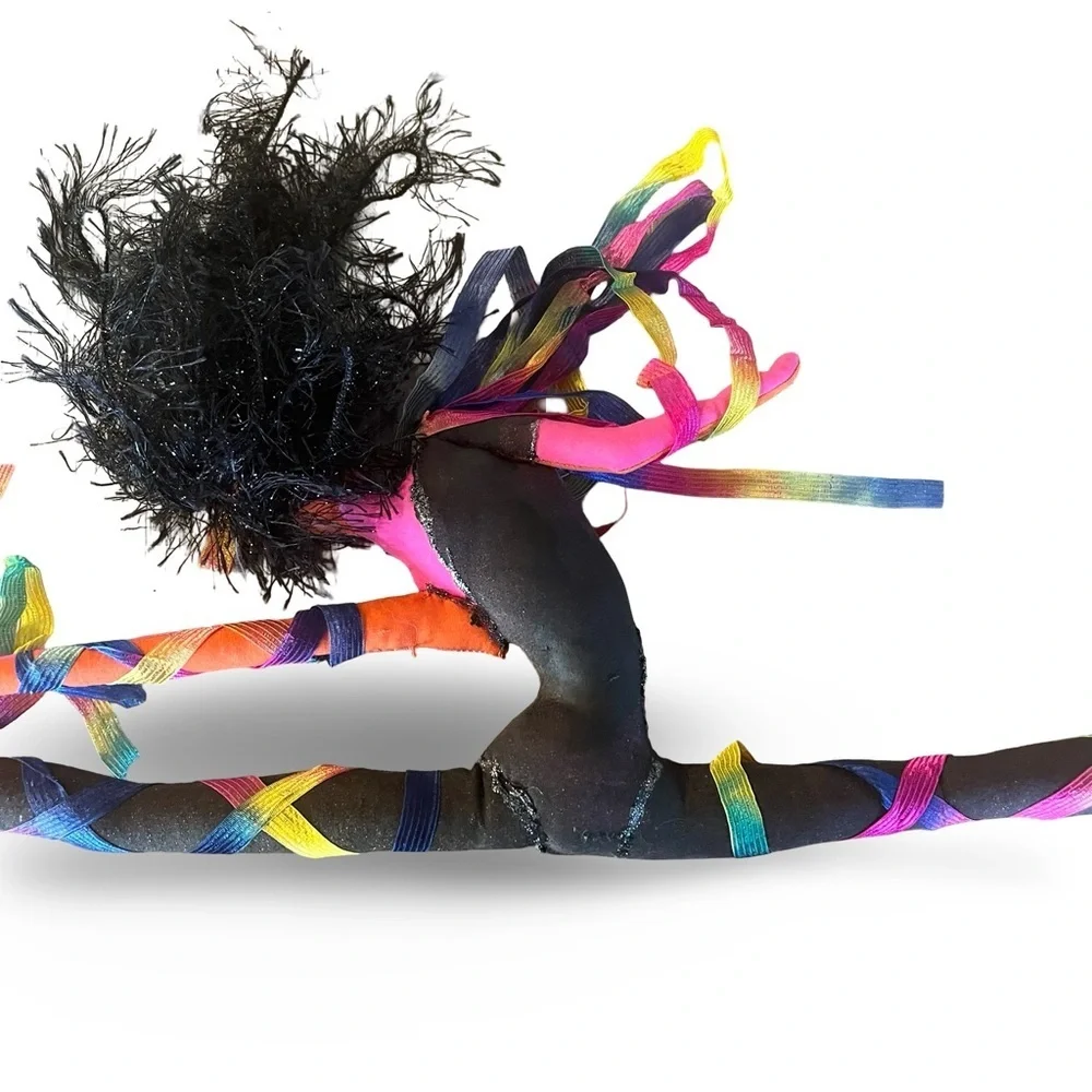Vintage 1990s Colorful Cloth Dancer Ornament